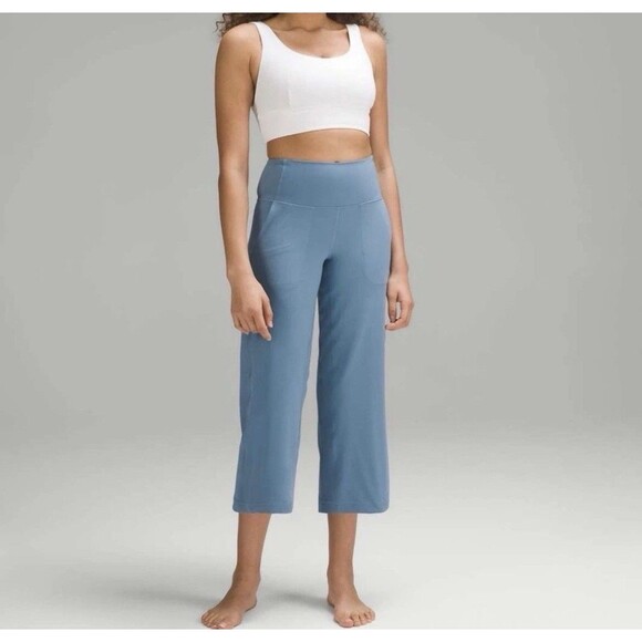lululemon athletica Pants - Lululemon Align High-Rise Wide-Leg Cropped Pant 23" Blue Size 2 Yoga Activewear